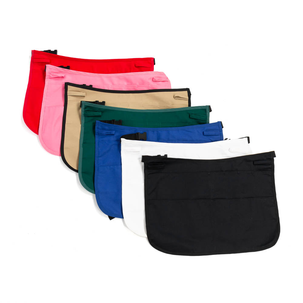 Speed Cleaning Aprons - Available Colors: Red, Pink, Khaki, Forest Green, Blue, White, and Black.